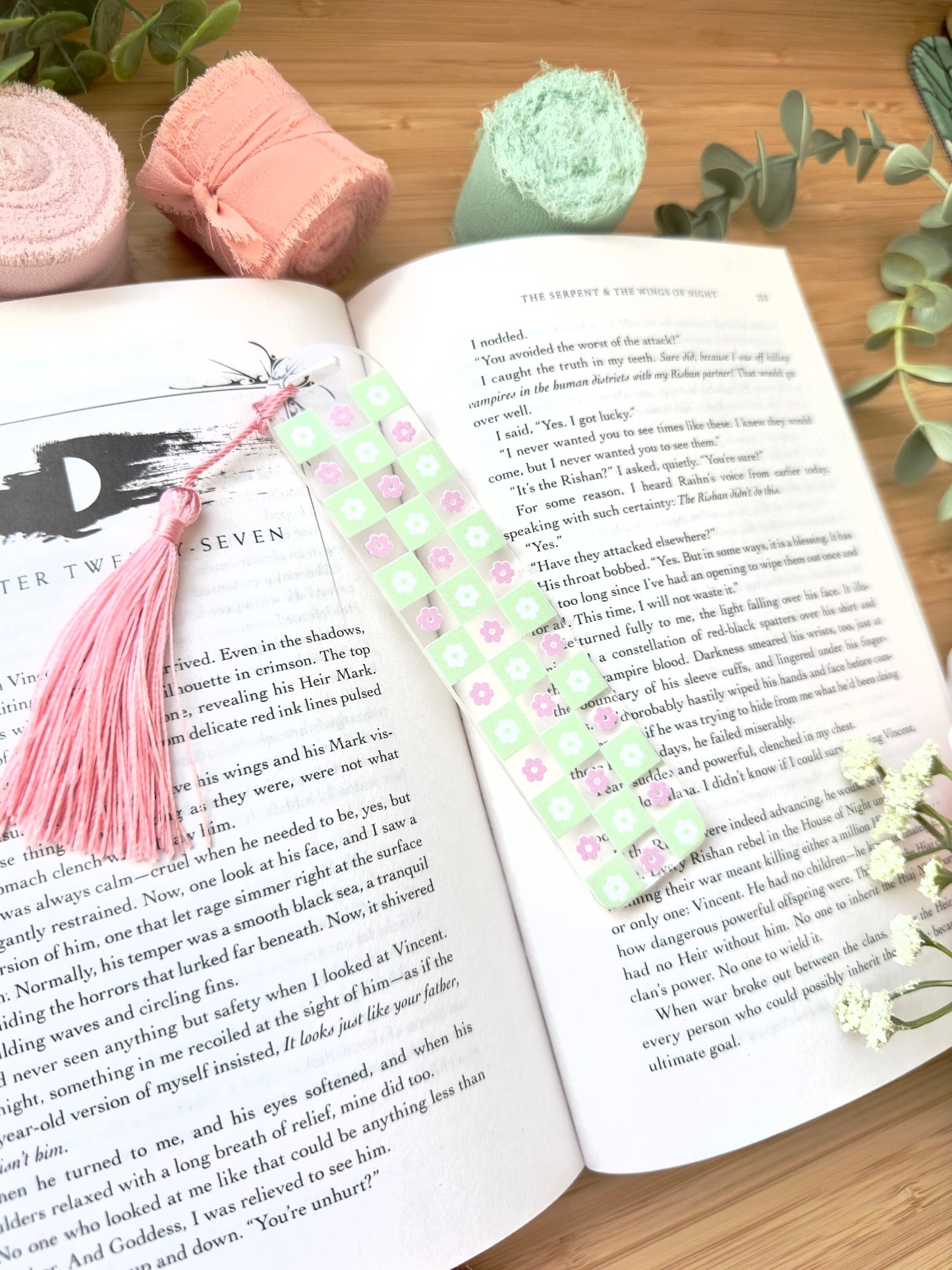Checkered Daisies Acrylic Bookmark
