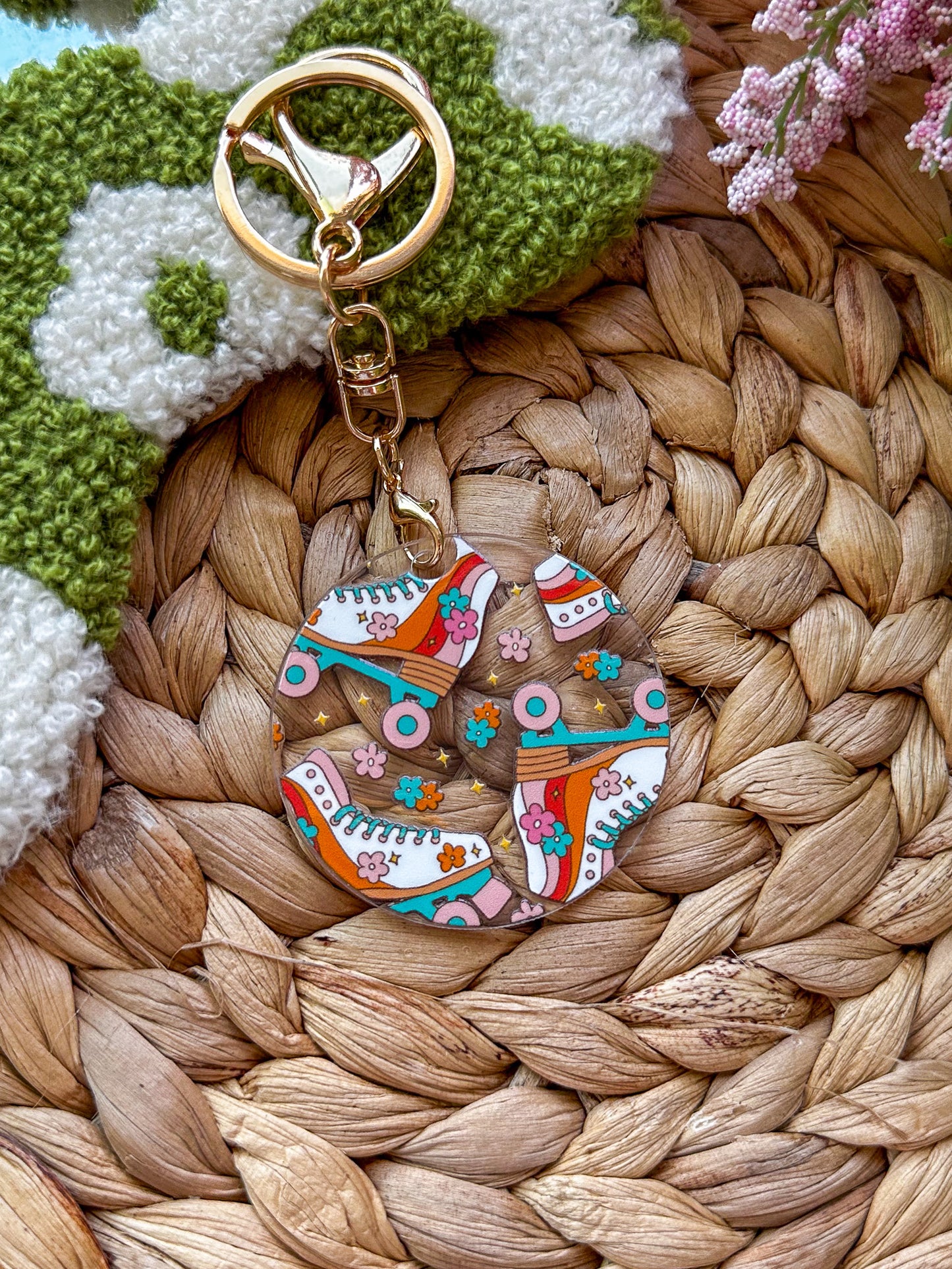 Rainbow Roller Skates Acrylic Keychain