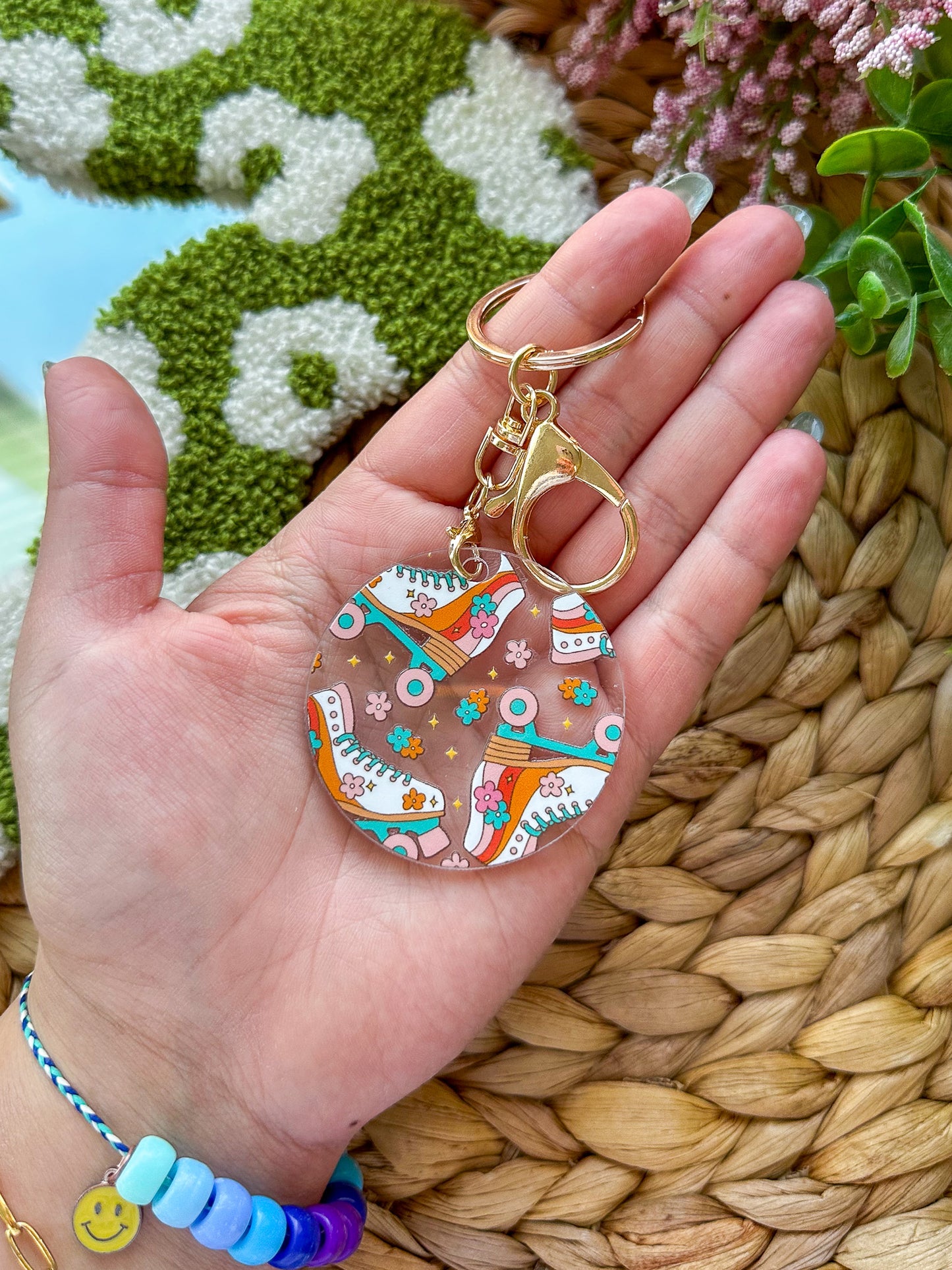 Rainbow Roller Skates Acrylic Keychain
