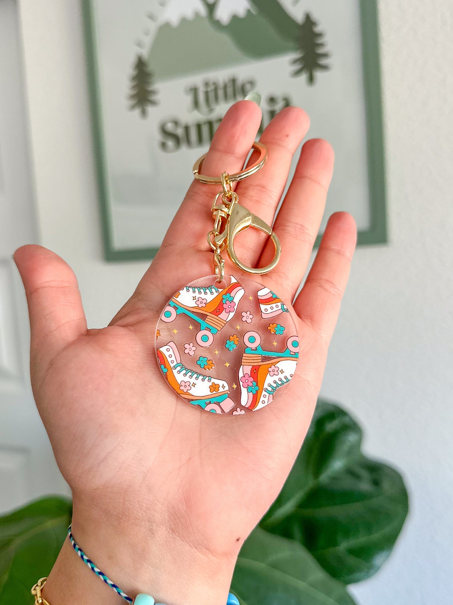 Rainbow Roller Skates Acrylic Keychain