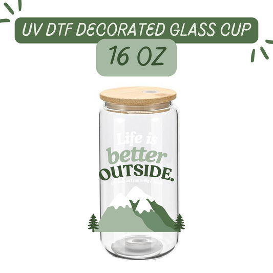 Life is better outside (as long as I can bring a book) Glass Cup