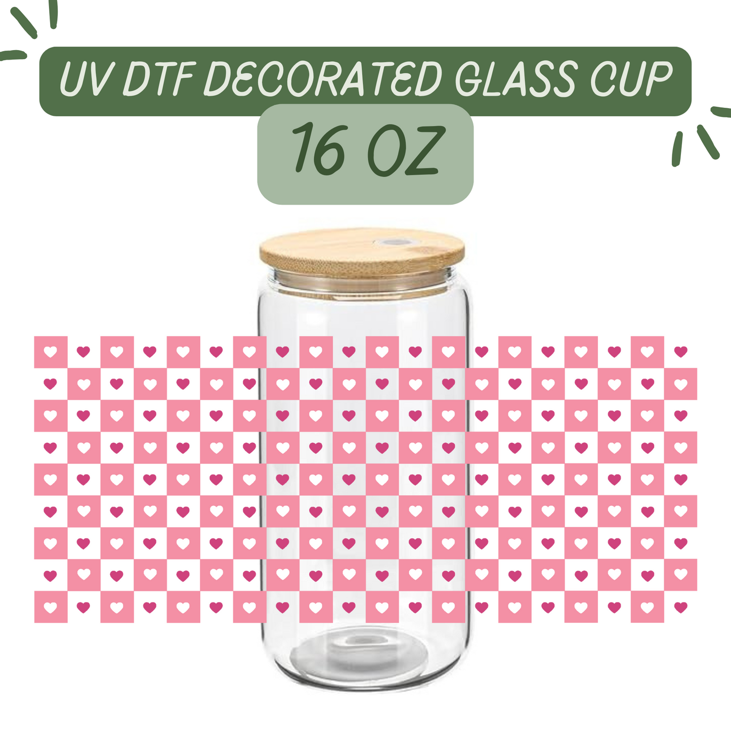 Checkered Hearts Glass Cup