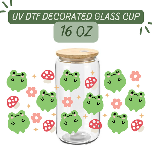 Cute Frogs Glass Cup
