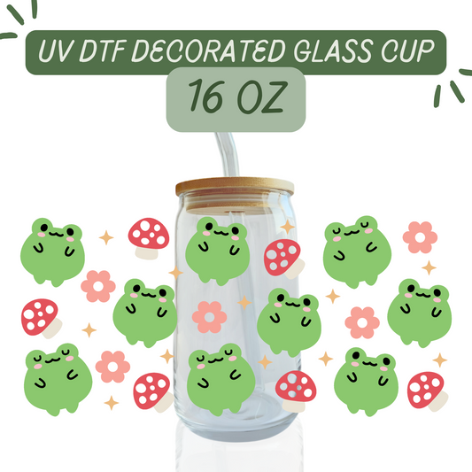 Cute Frogs Glass Cup