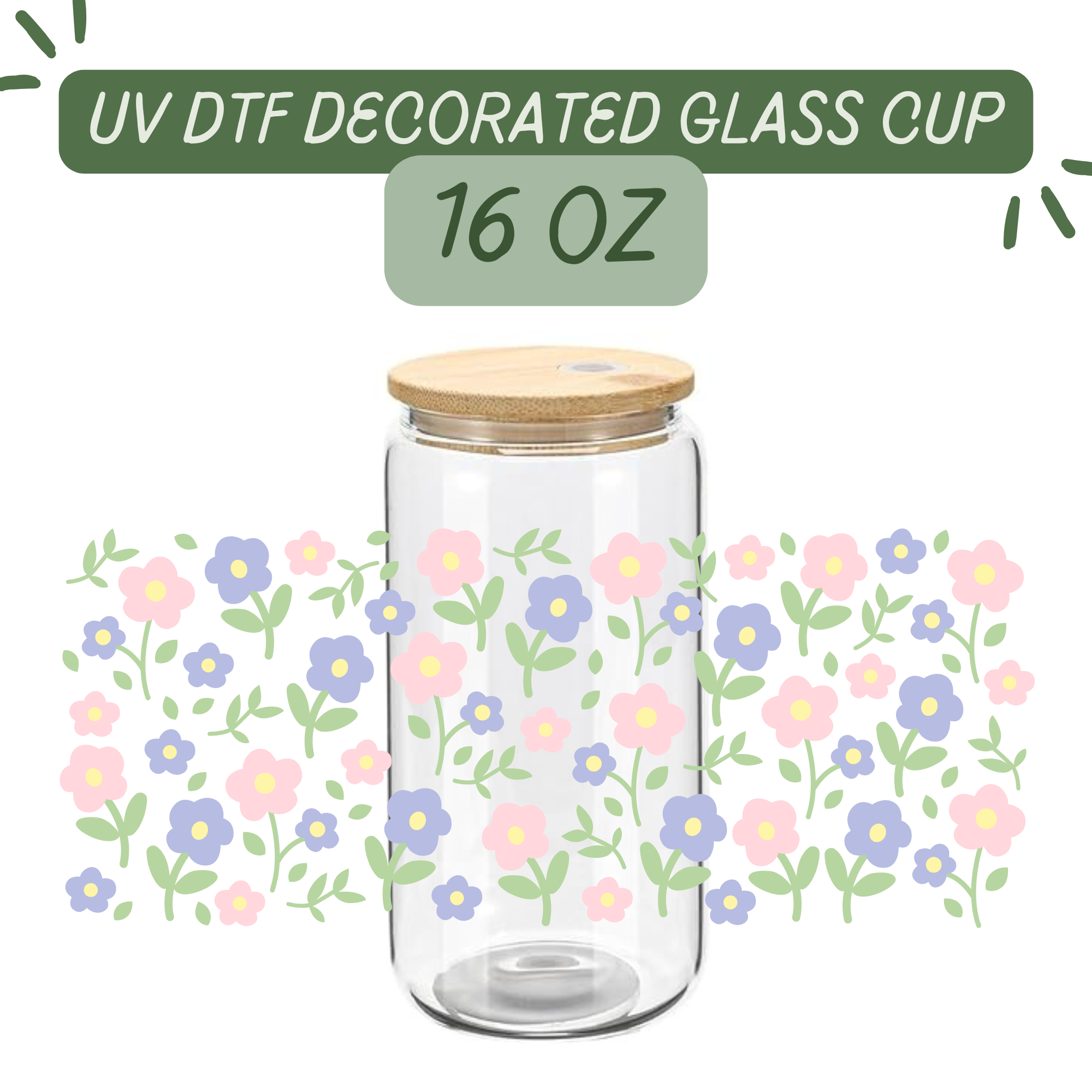 Flowers Pattern Glass Cup