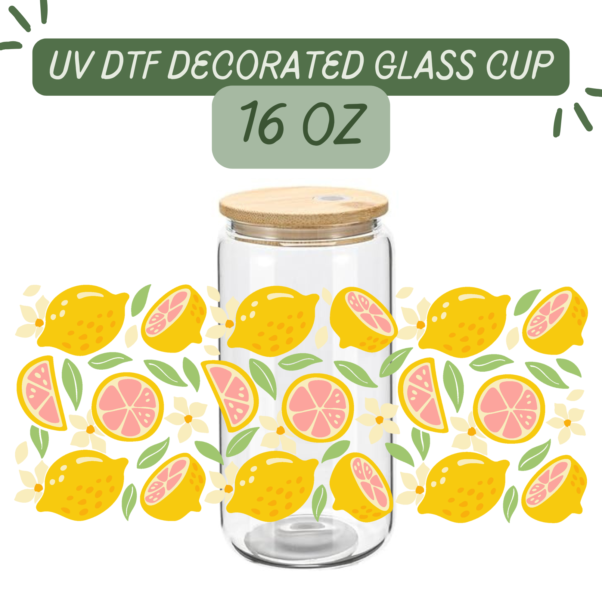 Summer Lemon Vibes Glass Cup