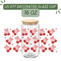 Pinky Cherries Pattern Glass Cup