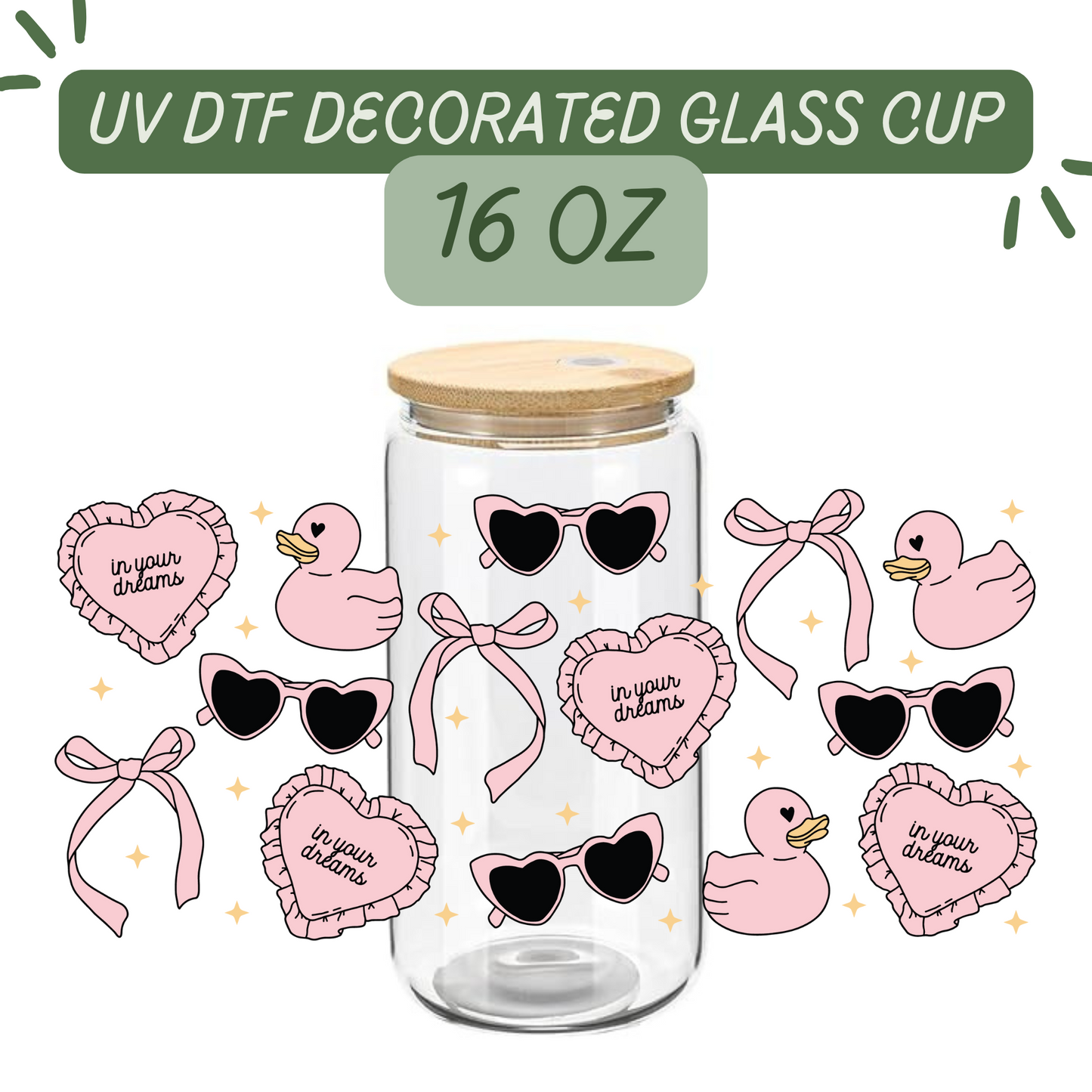 Girly Pink Pattern Glass Cup
