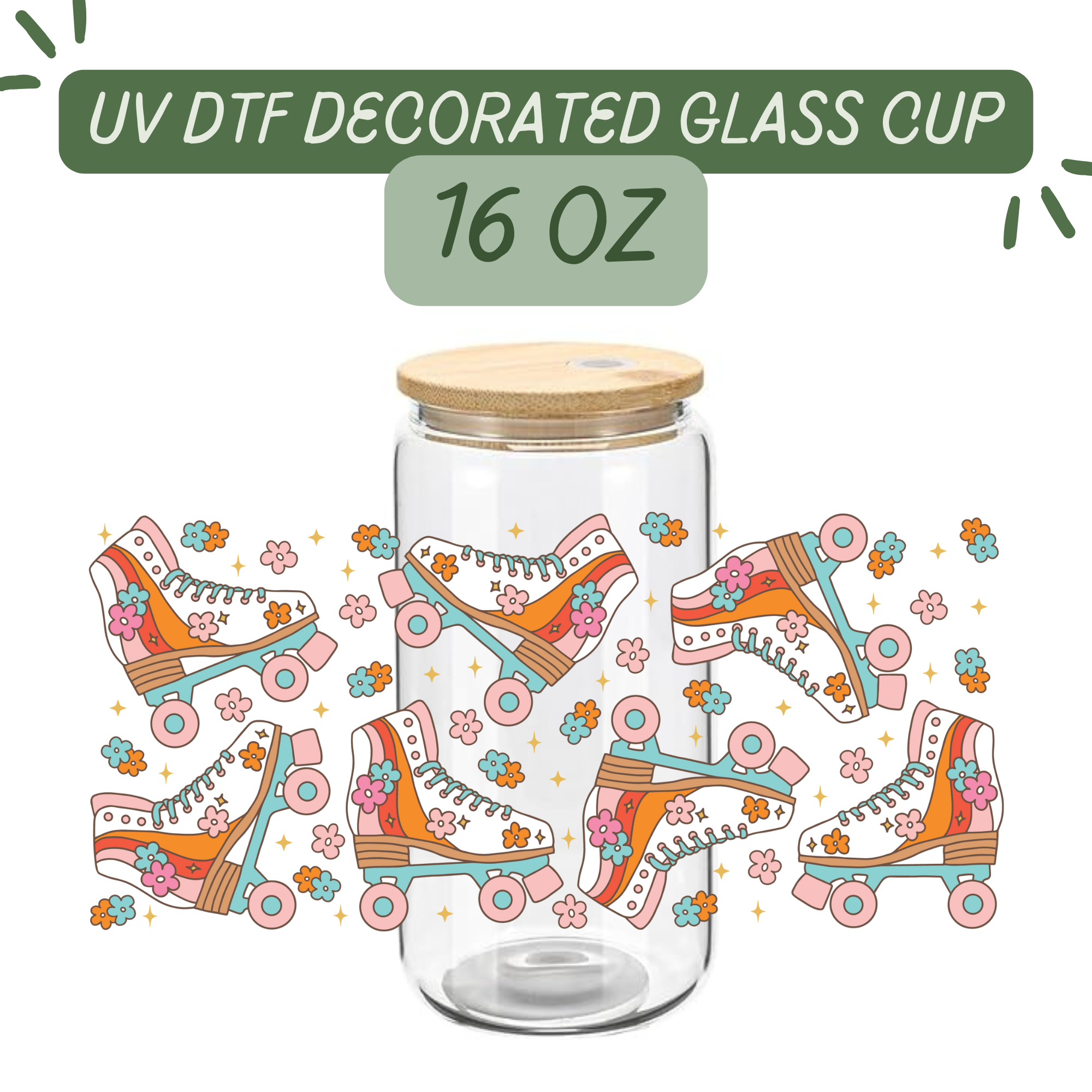 Girly Roller Skates Glass Cup