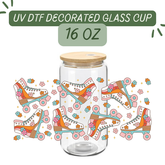 Girly Roller Skates Glass Cup