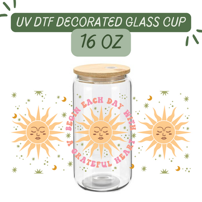 Begin Each Day with a Grateful Heart Glass Cup