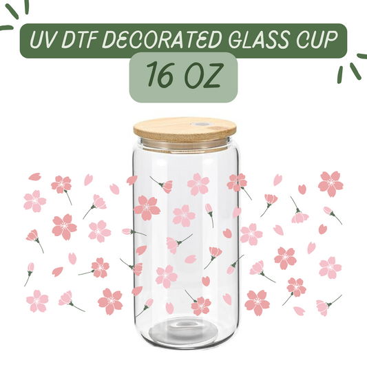 Sakura Flowers Glass Cup