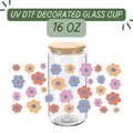 Colorful Daisies Glass Cup