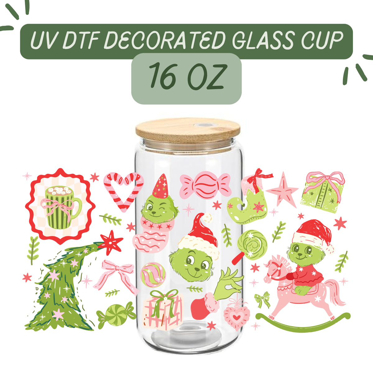 Baby Grinch Glass Cup