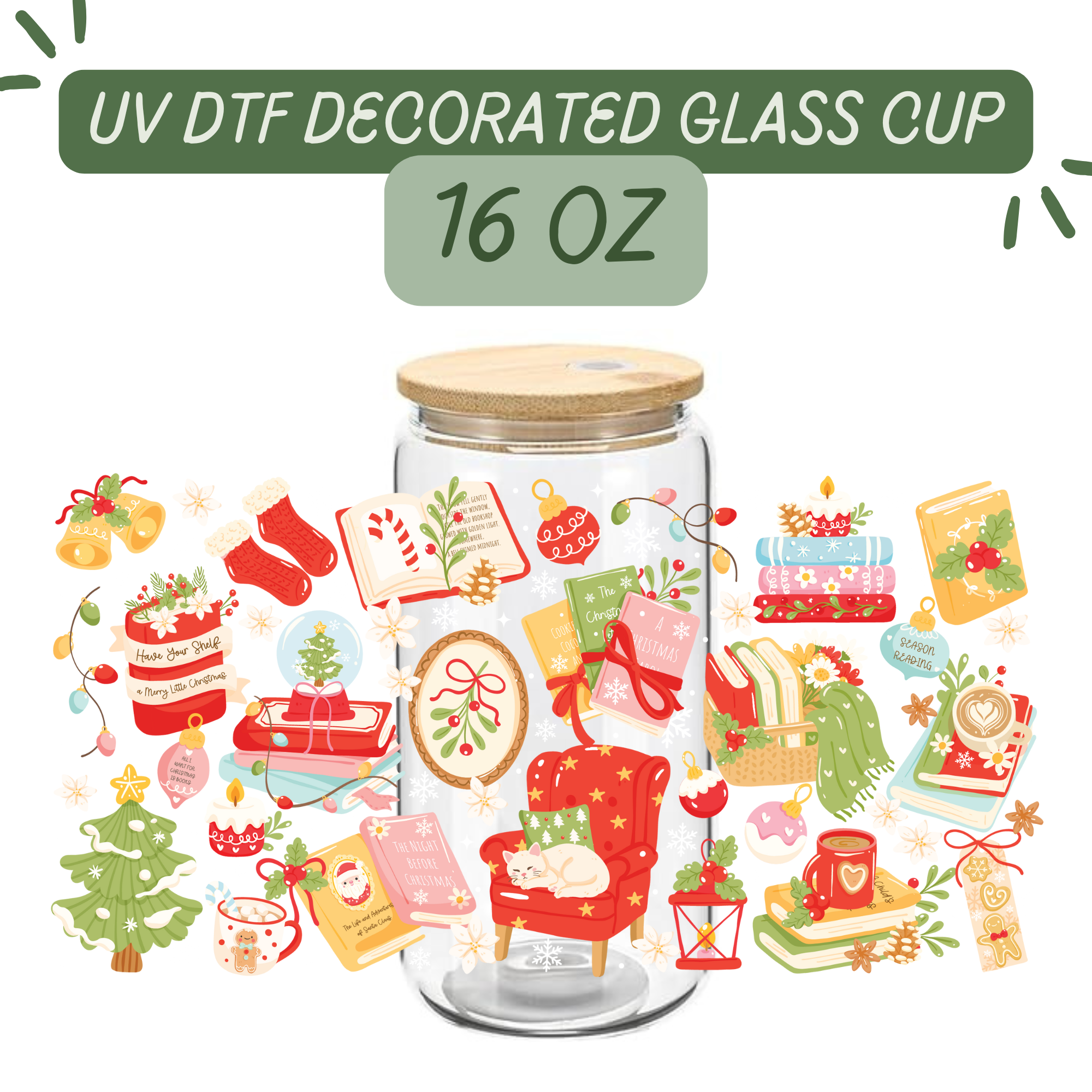 Cozy Christmas Glass Cup