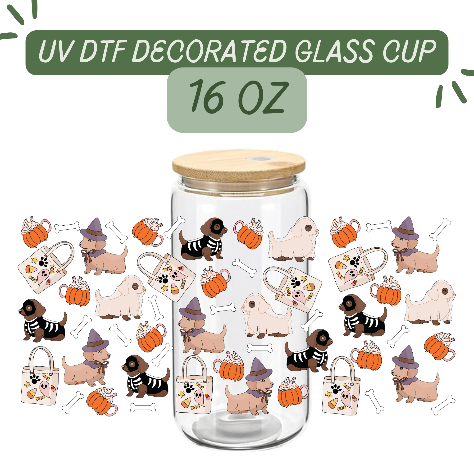 Halloween Puppies Glass Cup