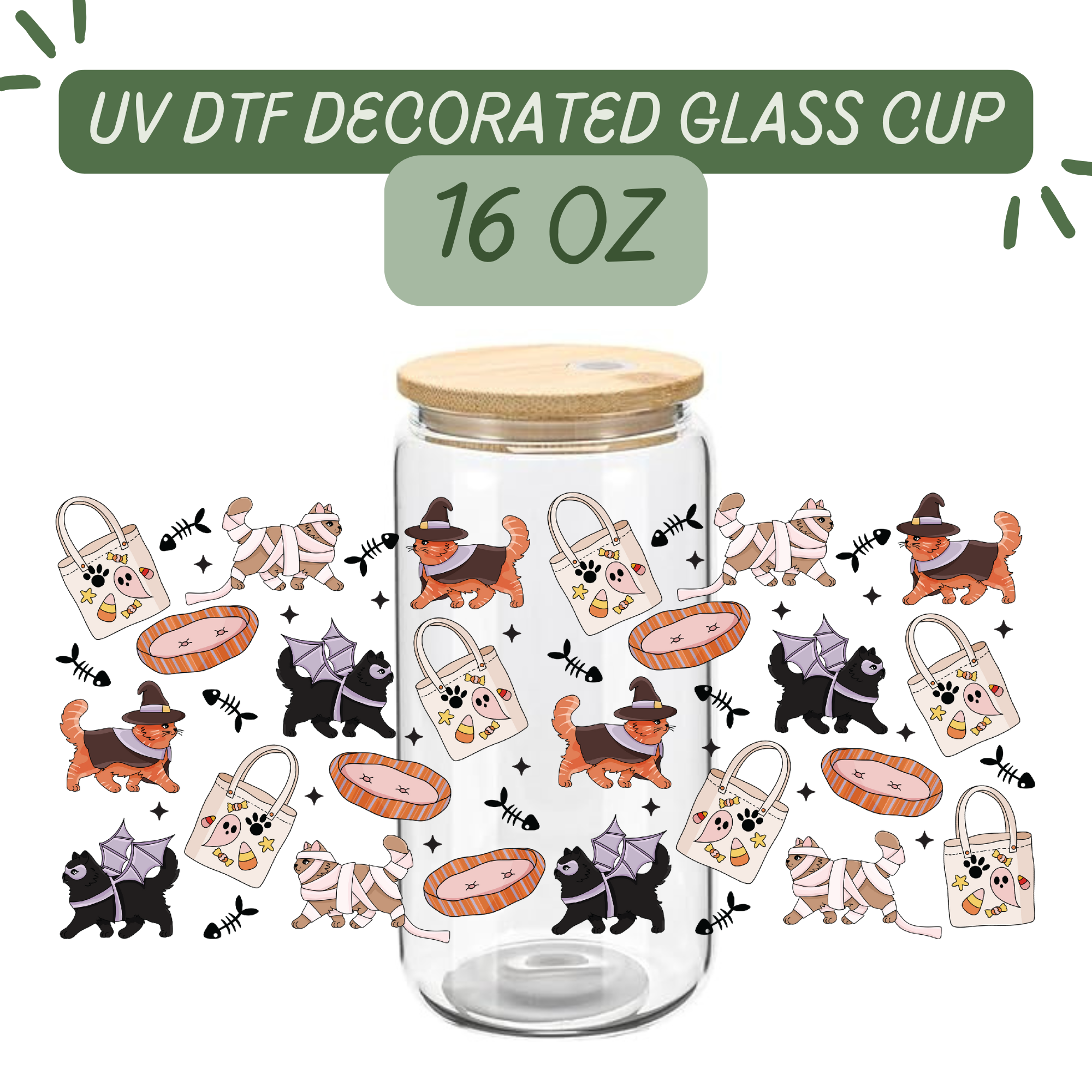 Halloween Kitties Glass Cup