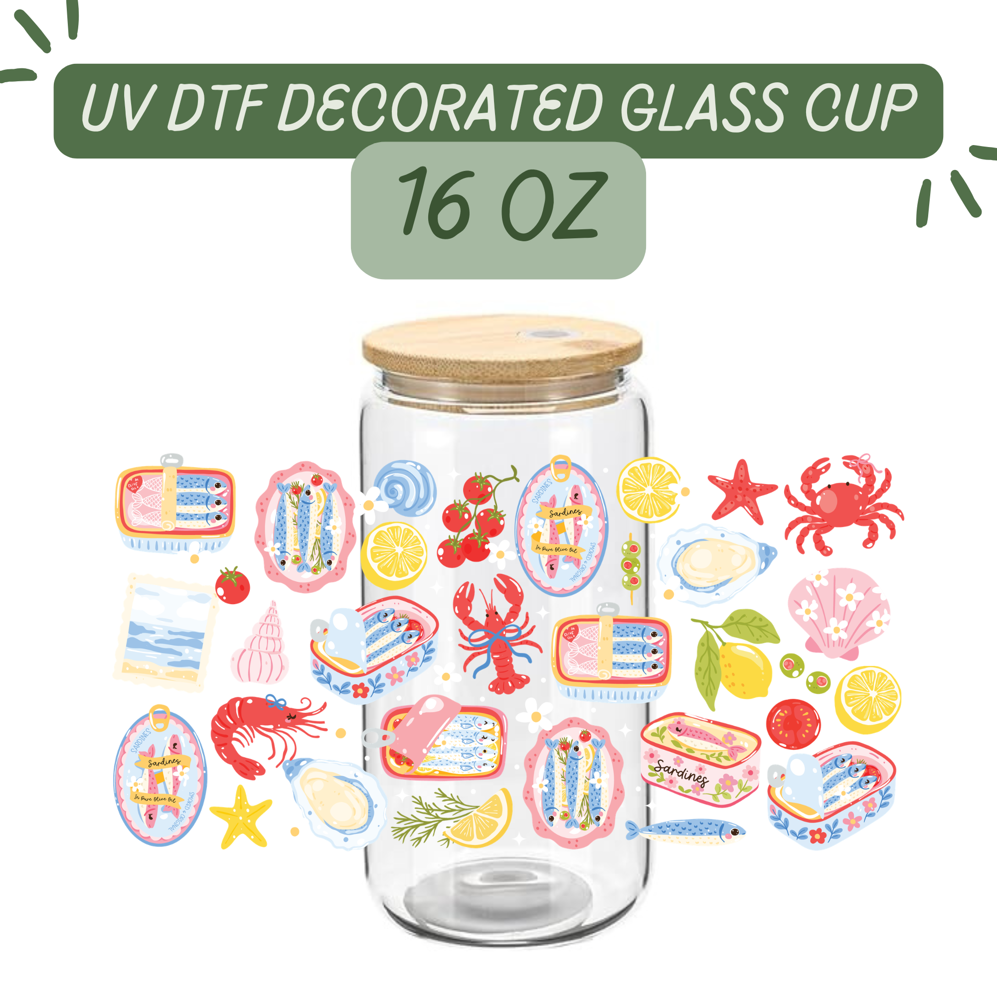 Sardines Aesthetic Glass Cup