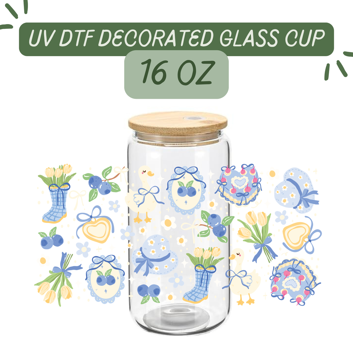 Blueberry Cottage Glass Cup