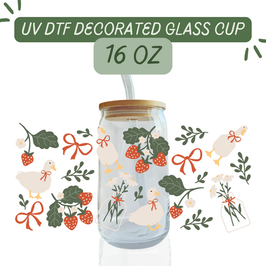 Spring Goose Vibes Glass Cup