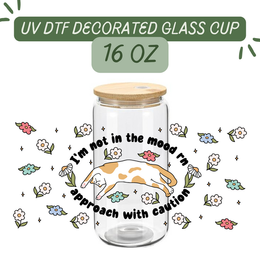 I'm Not in the Mood Cozy Cat Glass Cup