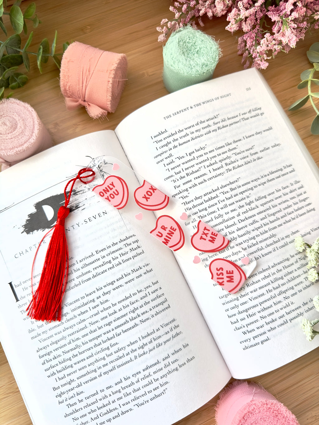 Candy Hearts Acrylic Bookmark