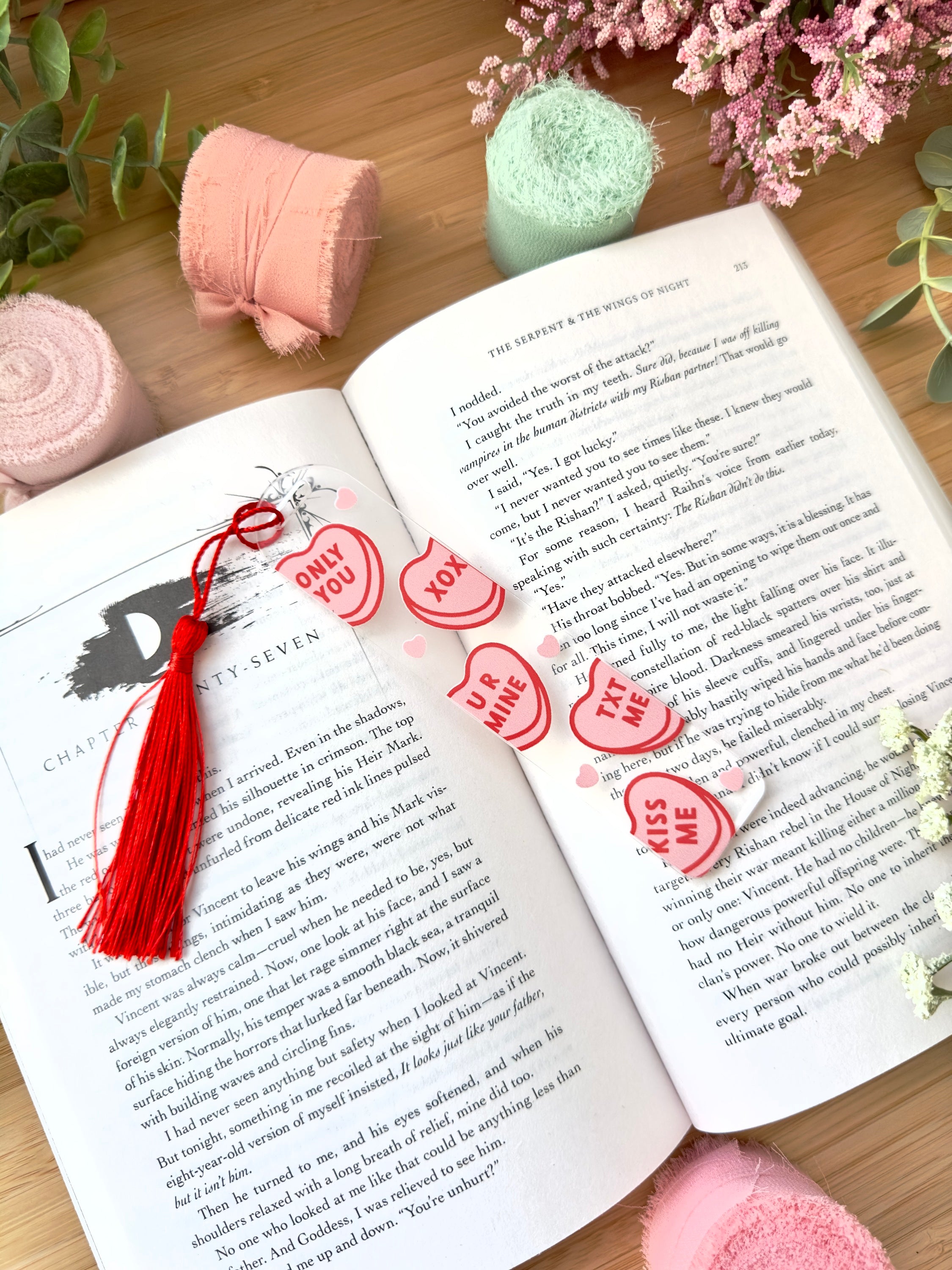 Candy Hearts Acrylic Bookmark