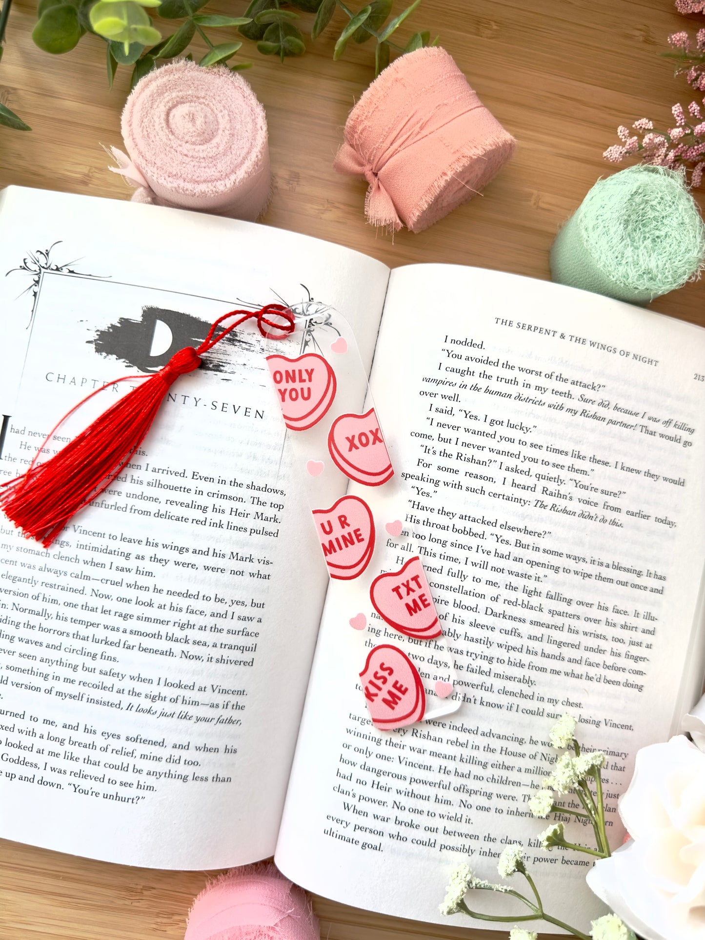 Candy Hearts Acrylic Bookmark