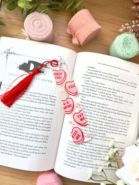 Candy Hearts Acrylic Bookmark