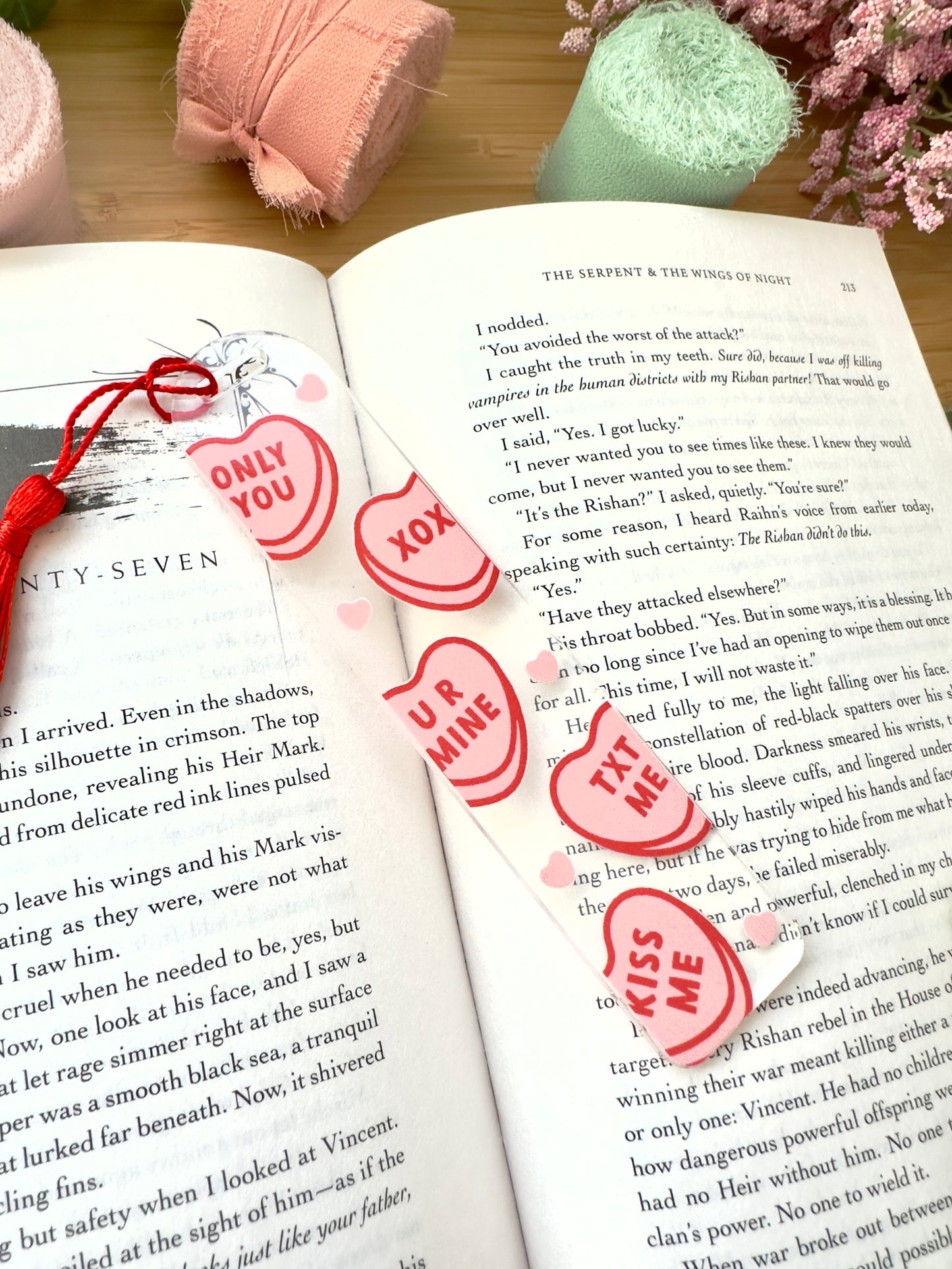 Candy Hearts Acrylic Bookmark