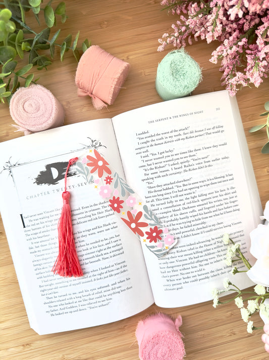 Red and Pink Flowers Acrylic Bookmark