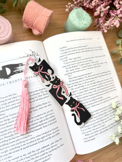 Black Cat with Bow Acrylic Bookmark