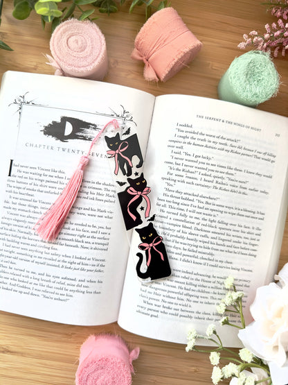 Black Cat with Bow Acrylic Bookmark