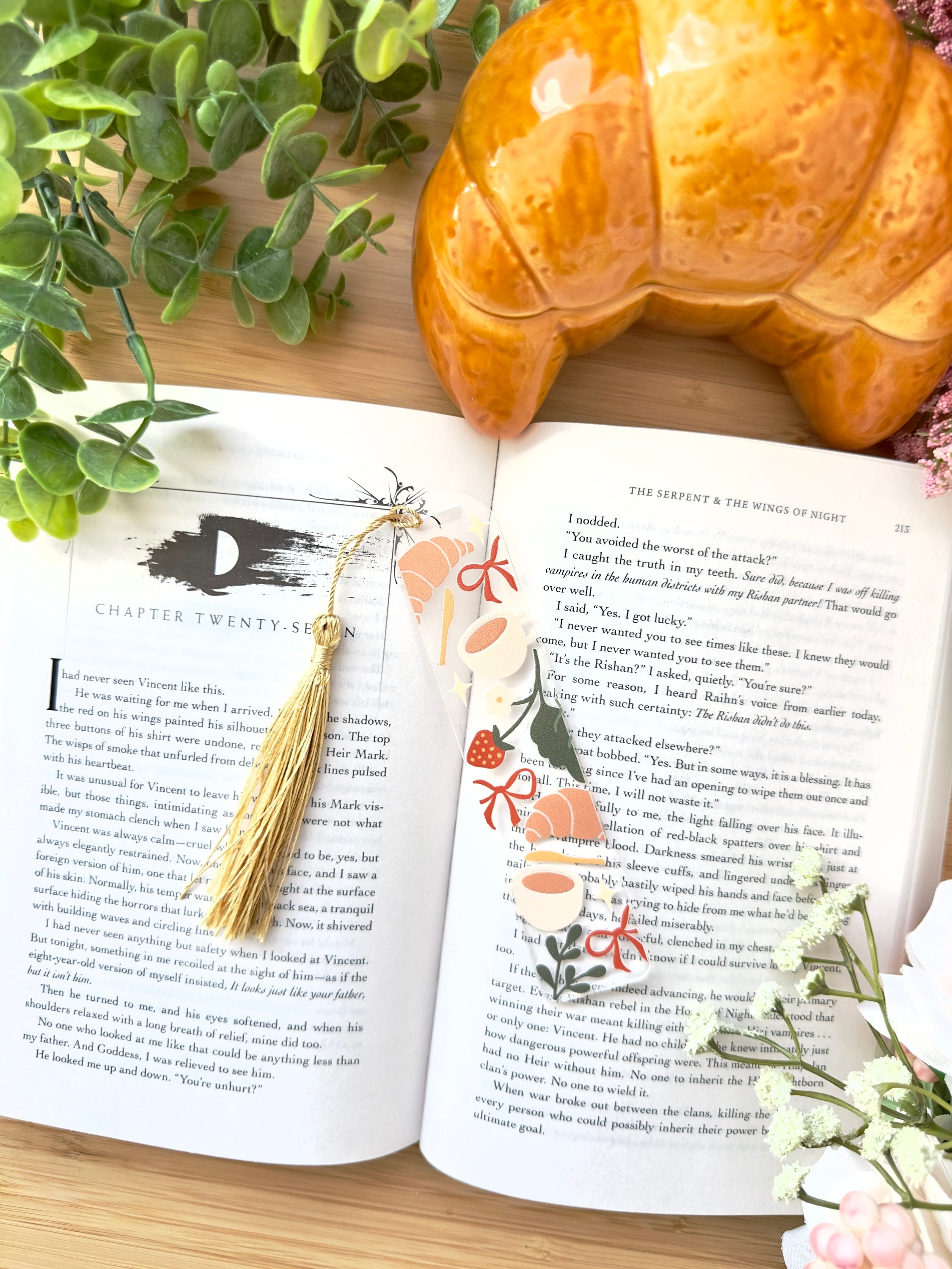 Croissant Cottage Vibes Acrylic Bookmark