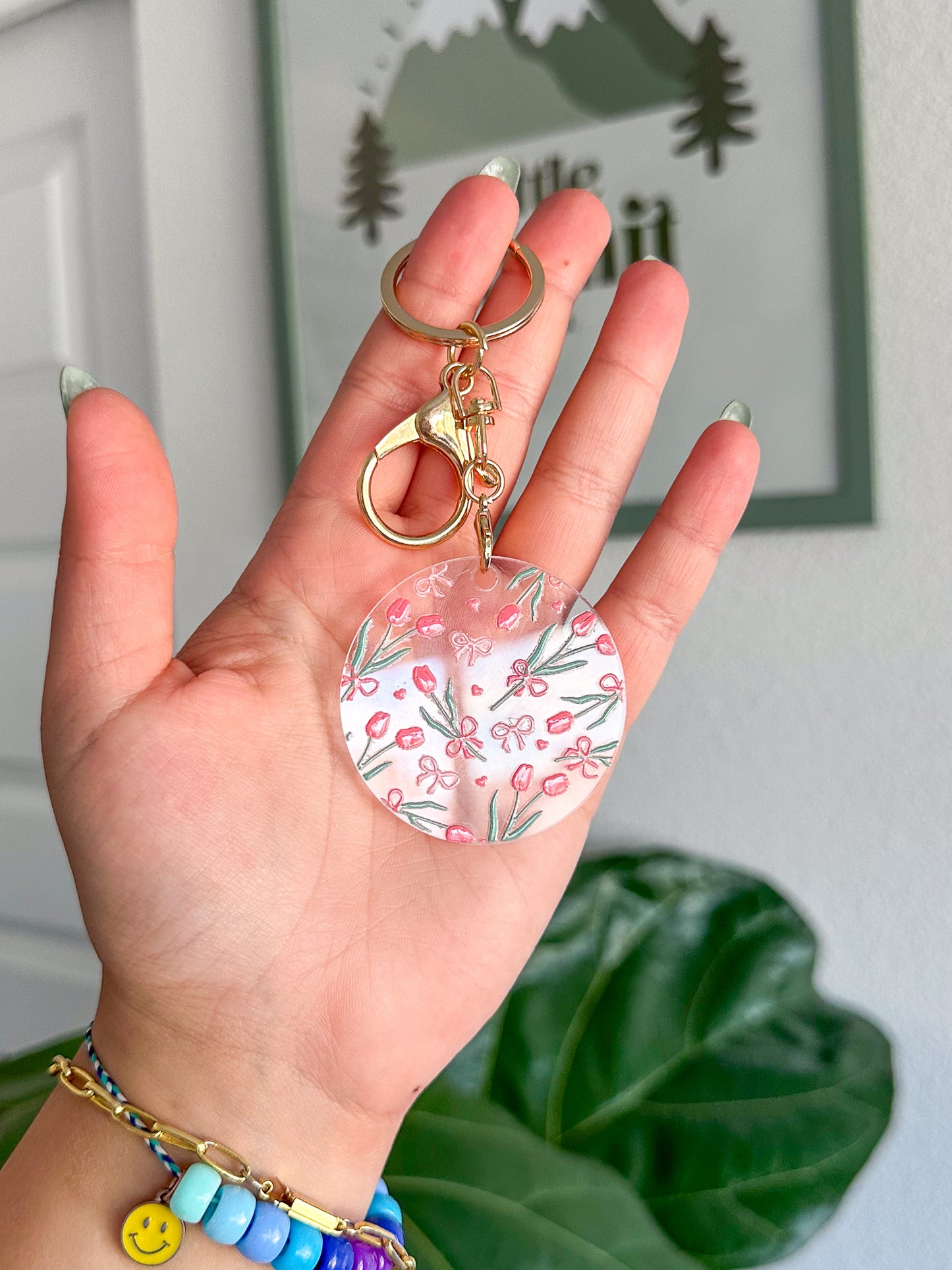 Tulips and Bows Acrylic Keychain