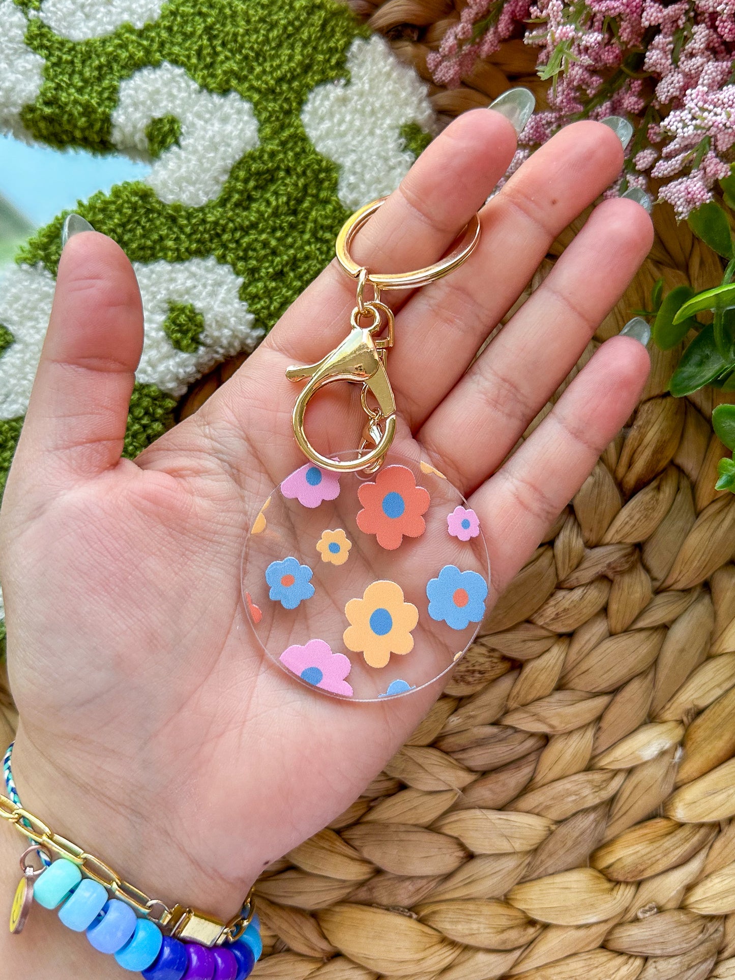 Colorful Daisies Acrylic Keychain