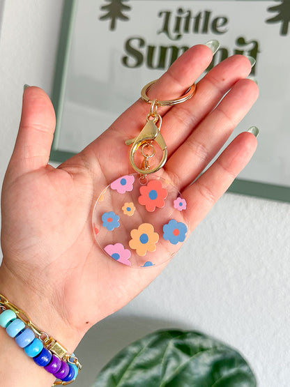 Colorful Daisies Acrylic Keychain