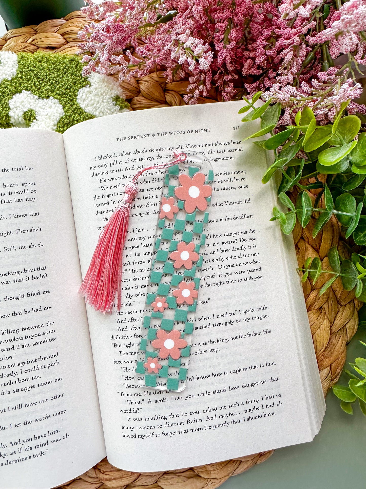 Groovy Flower Pattern Acrylic Bookmark