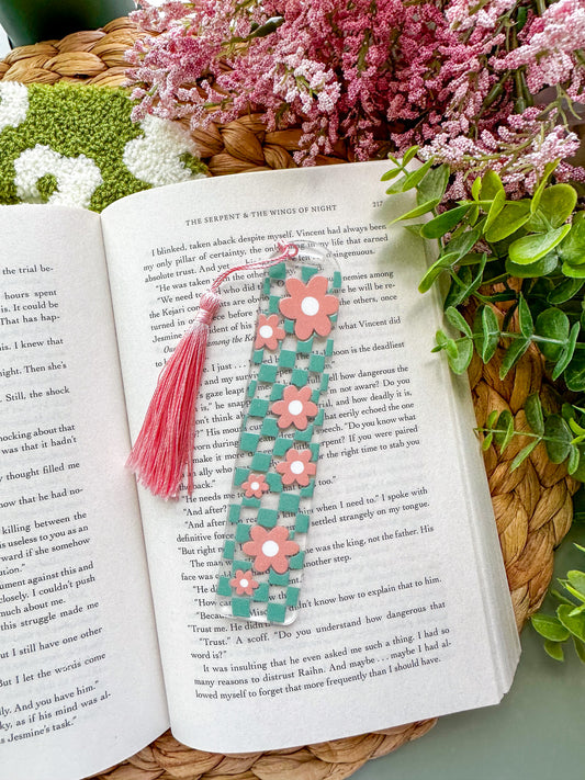 Groovy Flower Pattern Acrylic Bookmark