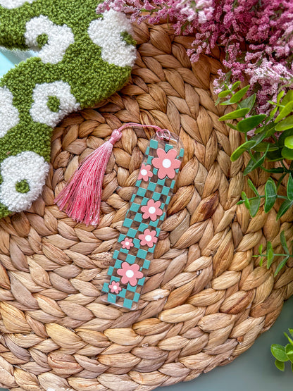 Groovy Flower Pattern Acrylic Bookmark