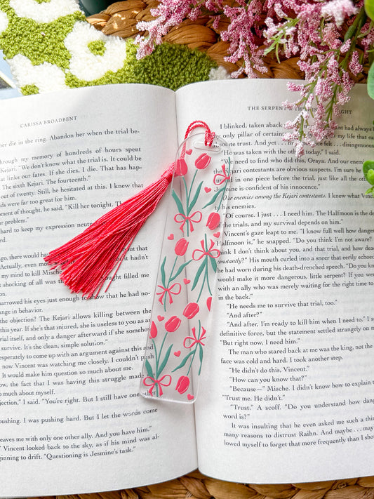 Tulips and Bows Acrylic Bookmark