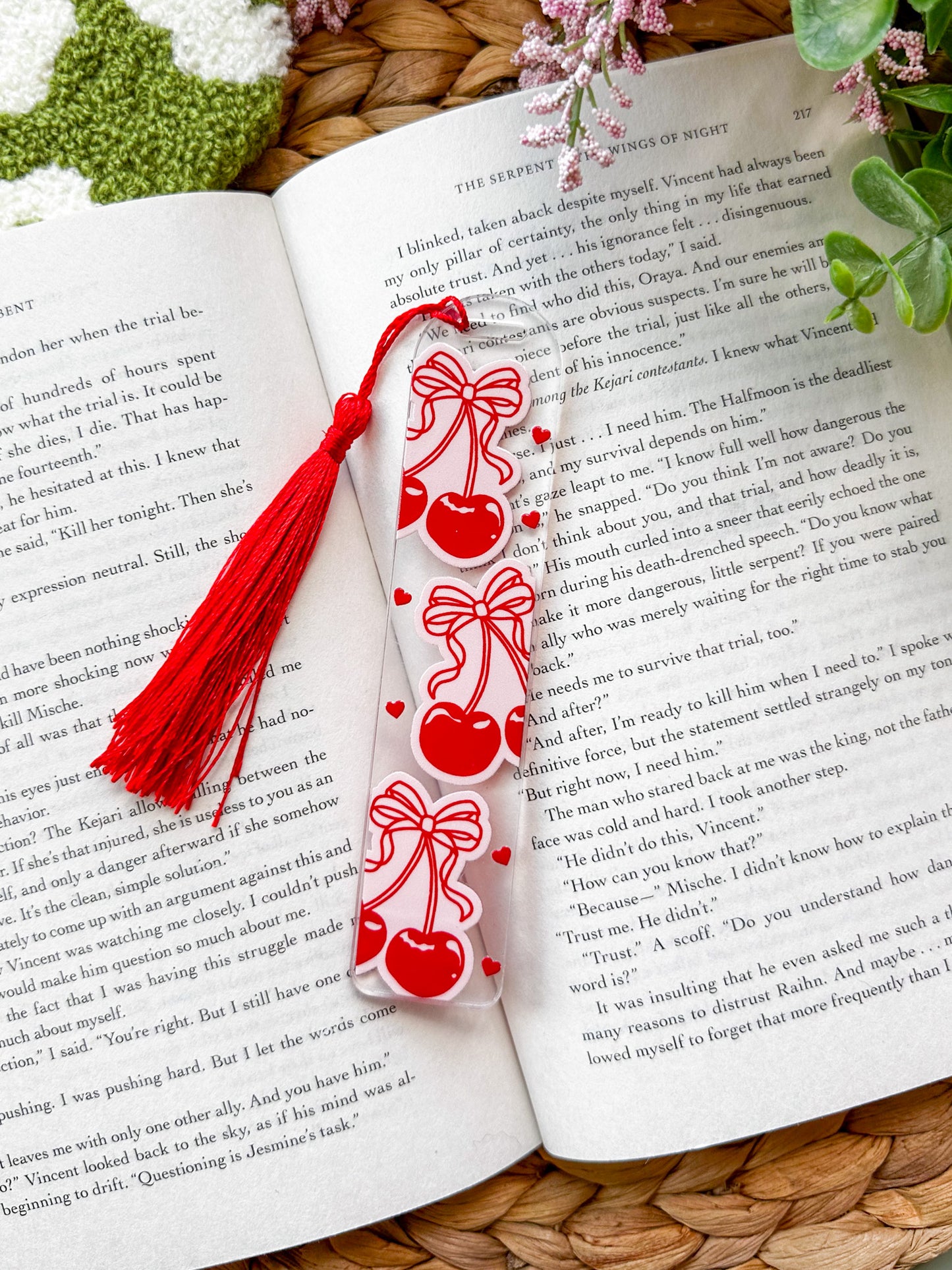 Pinky Cherries Acrylic Bookmark