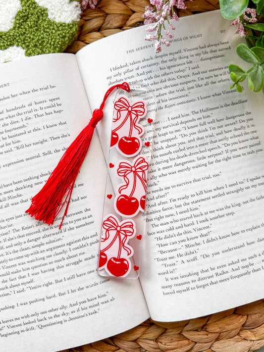 Pinky Cherries Acrylic Bookmark
