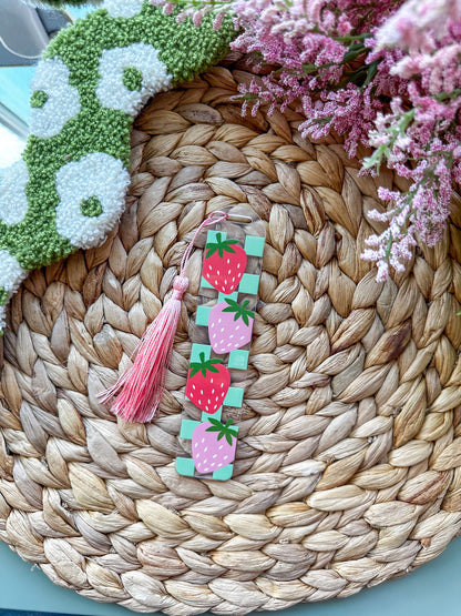 Green Strawberry Pattern Acrylic Bookmark