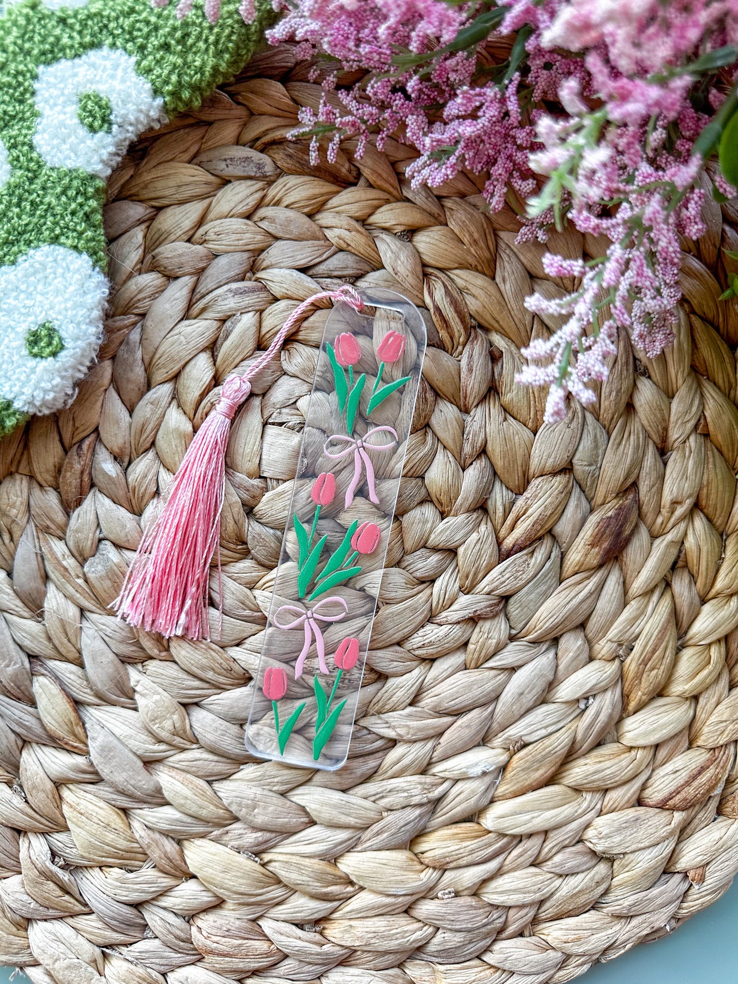 Tulip Garden with Bows Acrylic Bookmark