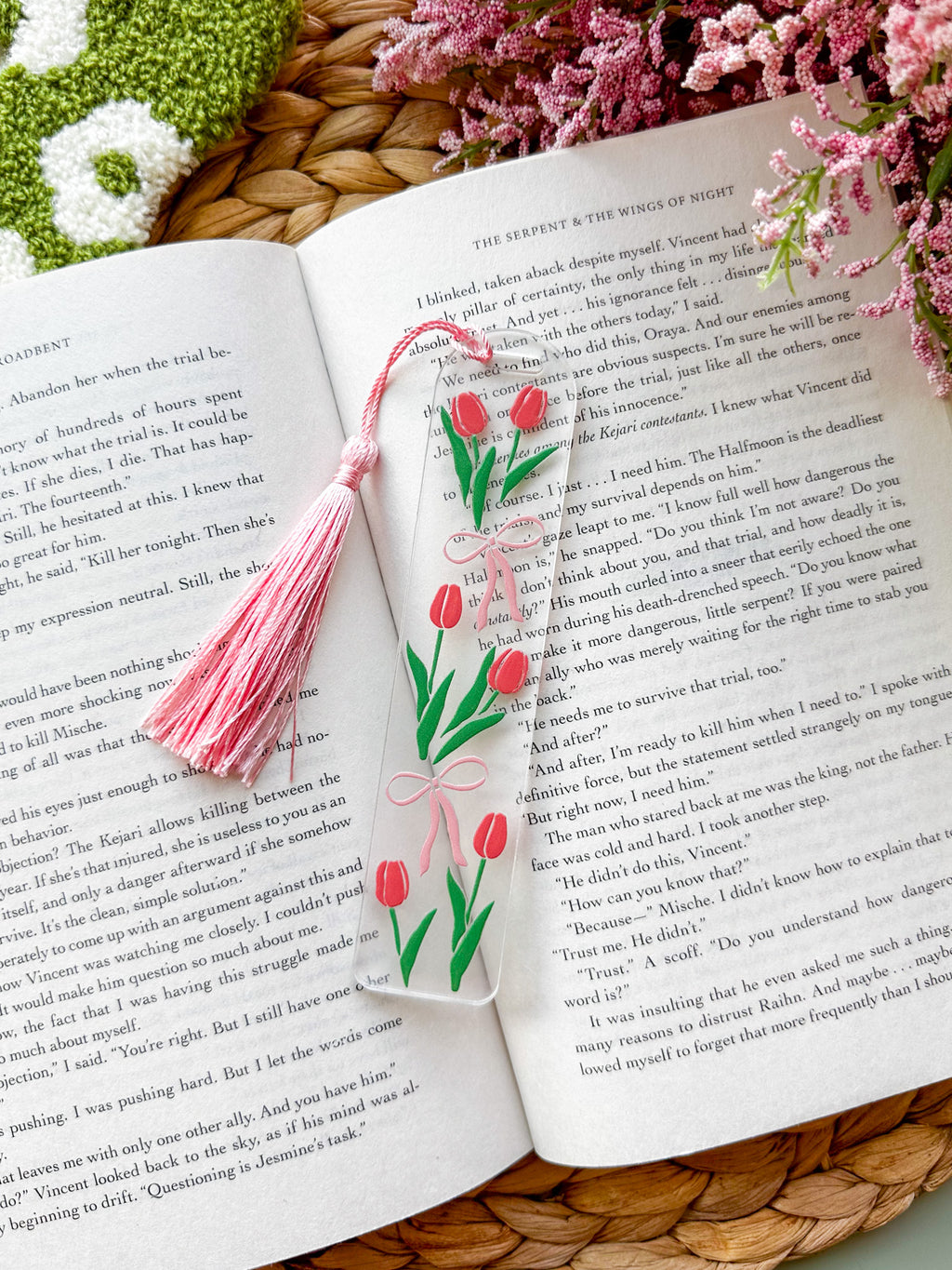 Tulip Garden with Bows Acrylic Bookmark