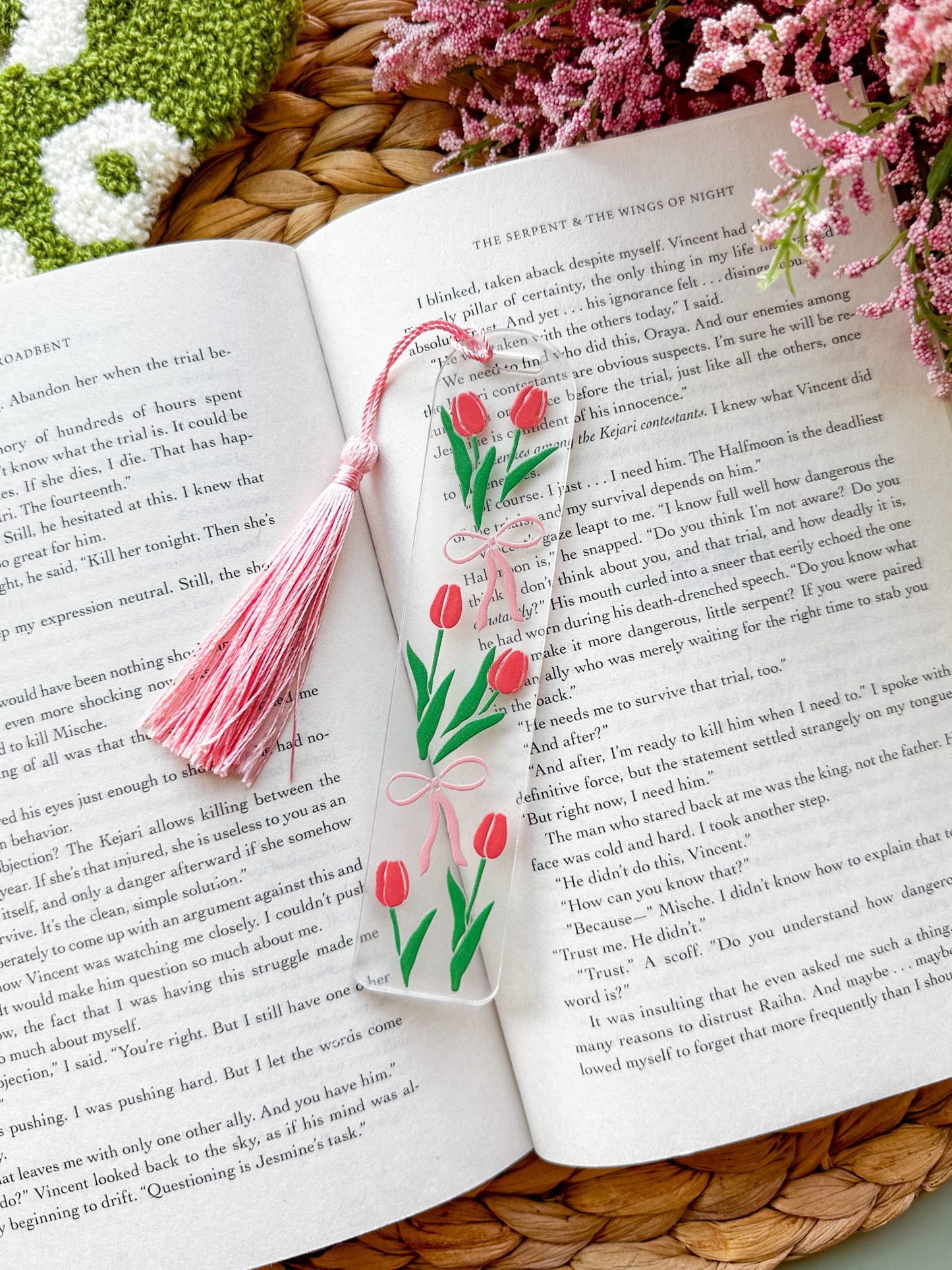 Tulip Garden with Bows Acrylic Bookmark
