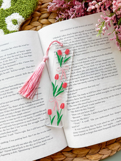 Tulip Garden with Bows Acrylic Bookmark