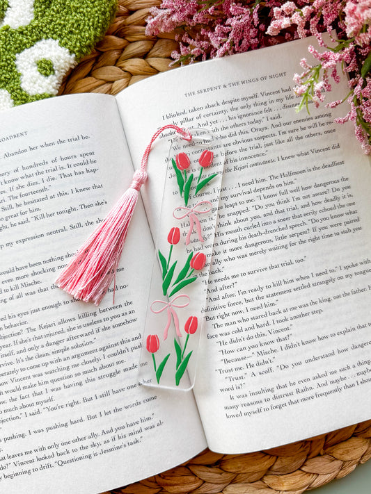 Tulip Garden with Bows Acrylic Bookmark