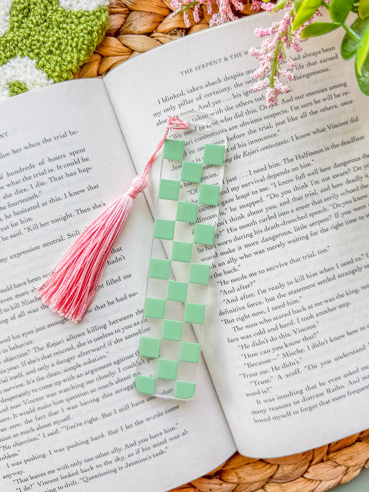 Green Checkered Acrylic Bookmark